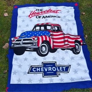 Chevrolet Chevy Truck Blanket Heartbeat Of America Stars & Stripes 56x44in Blue